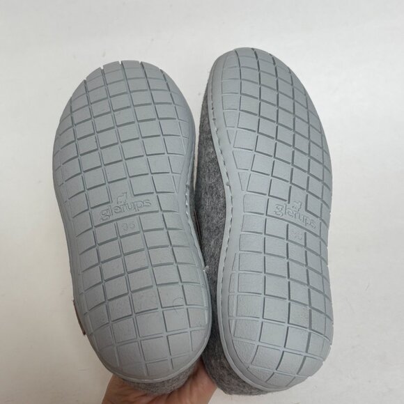 Glerups Wool Slippers Rubber Sole Slip On RARE Light Grey Sole House Shoes 8 NWT - Picture 8 of 9